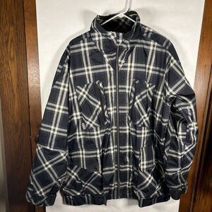 Vintage Michael AIR JORDAN Basketball Black Plaid ZipUp Wind Breaker Jacket X L